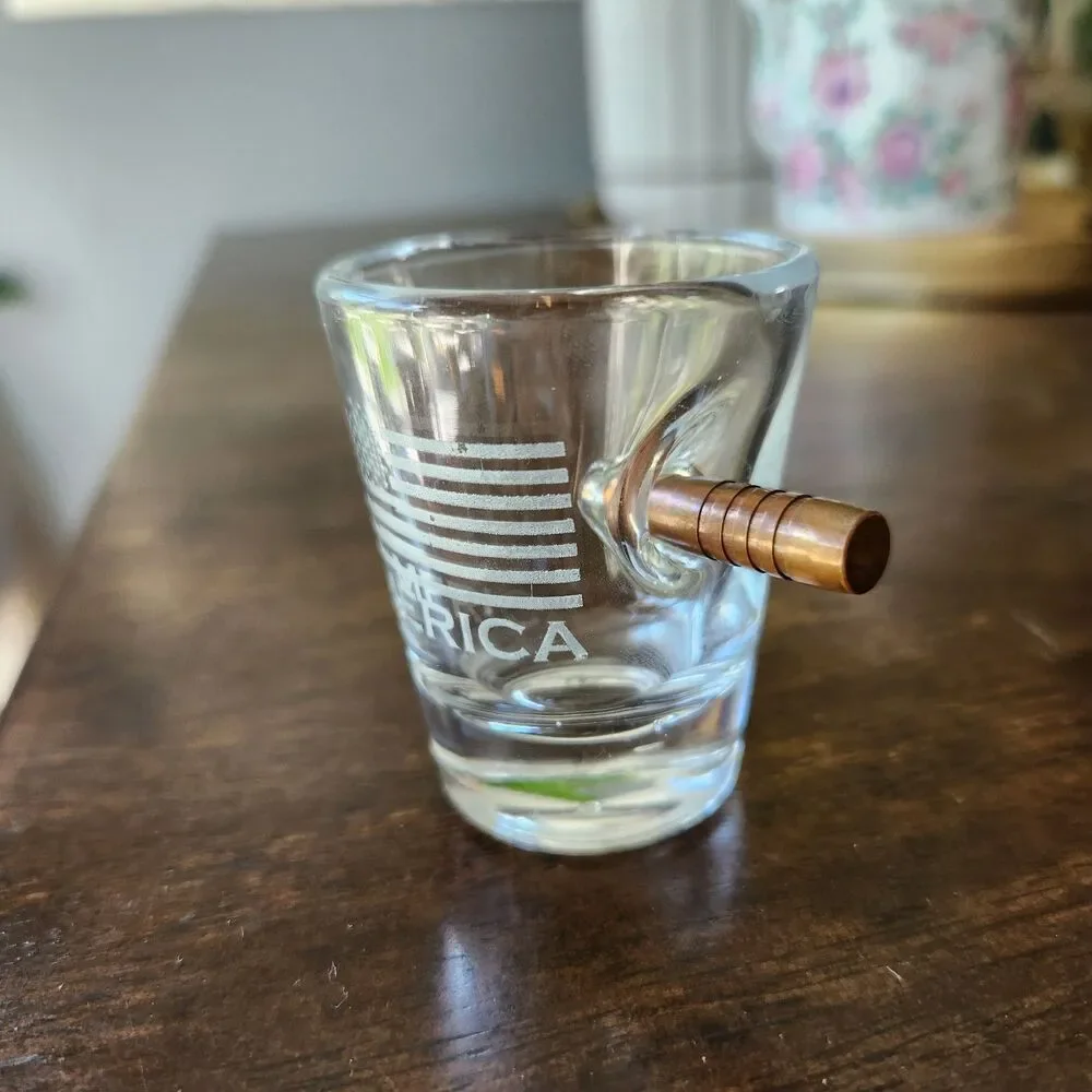 Original BenShot Bulletproof 'Merica Shot Glass w/ Real 308 Bullet Military Gift